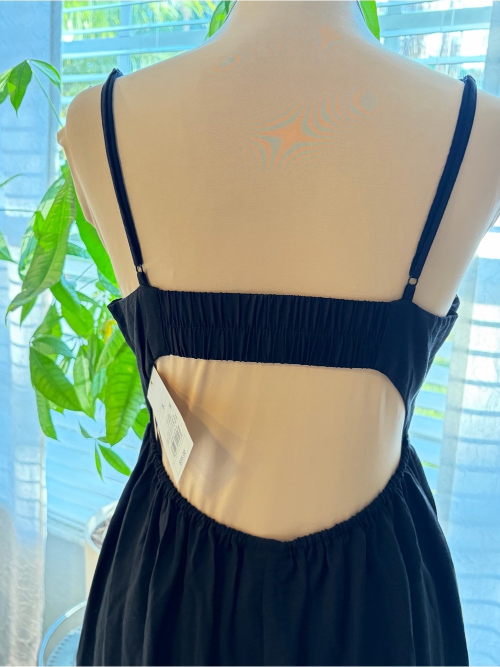 A New Day Black Maxi Dress adjustable thin straps open back size small NWT - Picture 5 of 8
